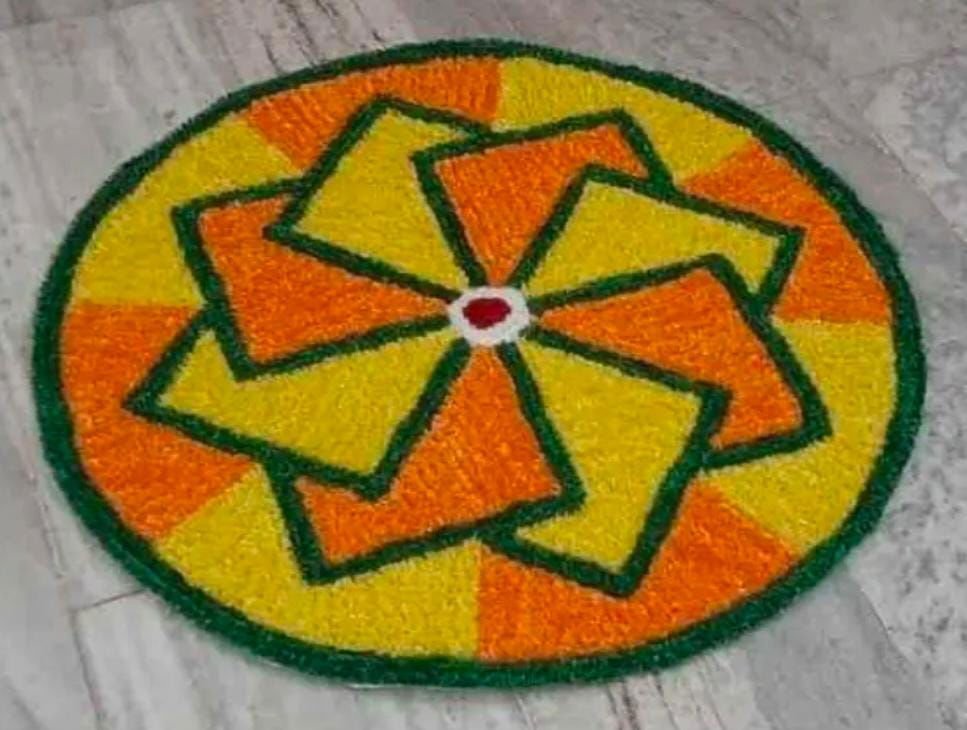 Beautiful Handwoven Floral Rangoli Mat - ArtyCraftz