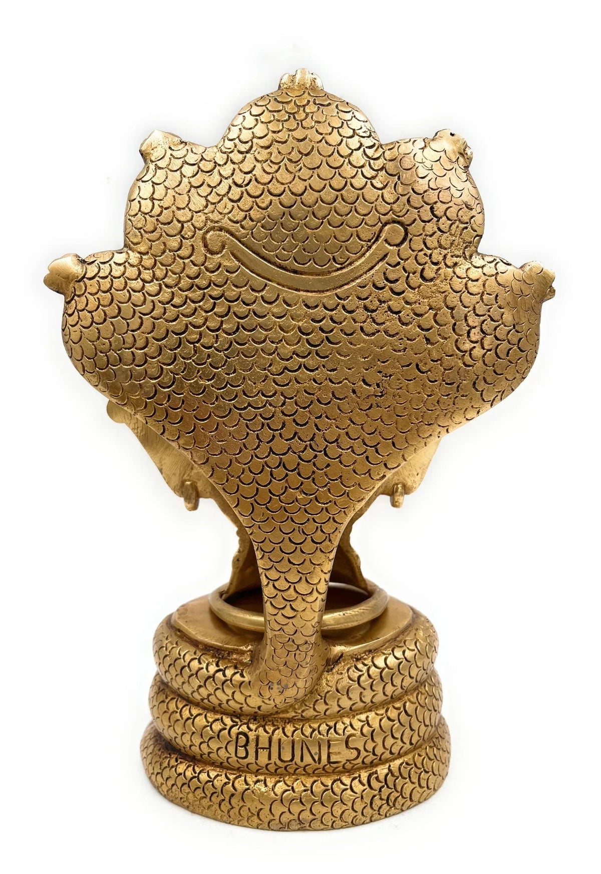Handcrafted Brass Nag Devta Face Mask Statue Back View - ArtyCraftz