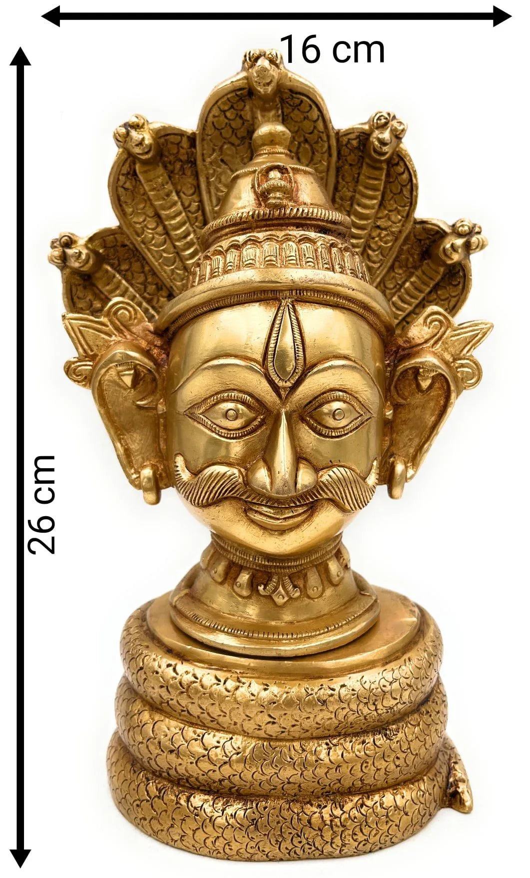 Handcrafted Brass Nag Devta Face Mask Statue Measurement- ArtyCraftz