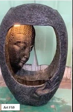 Black Color Oval Shaped Buddha Face Water Fountain Home Decorative - ArtyCraftz