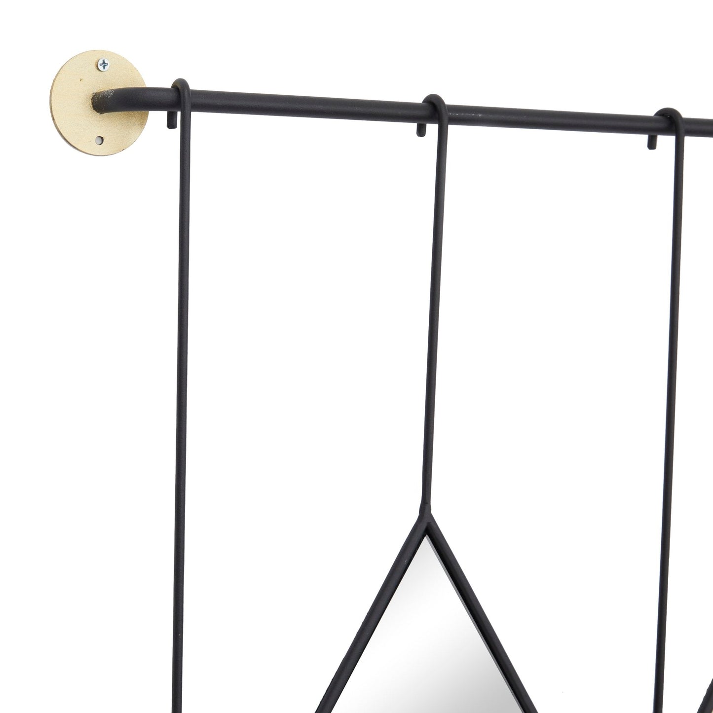Black Metal Diamond Shapes Wall Mirror with Hanging Bar - ArtyCraftz