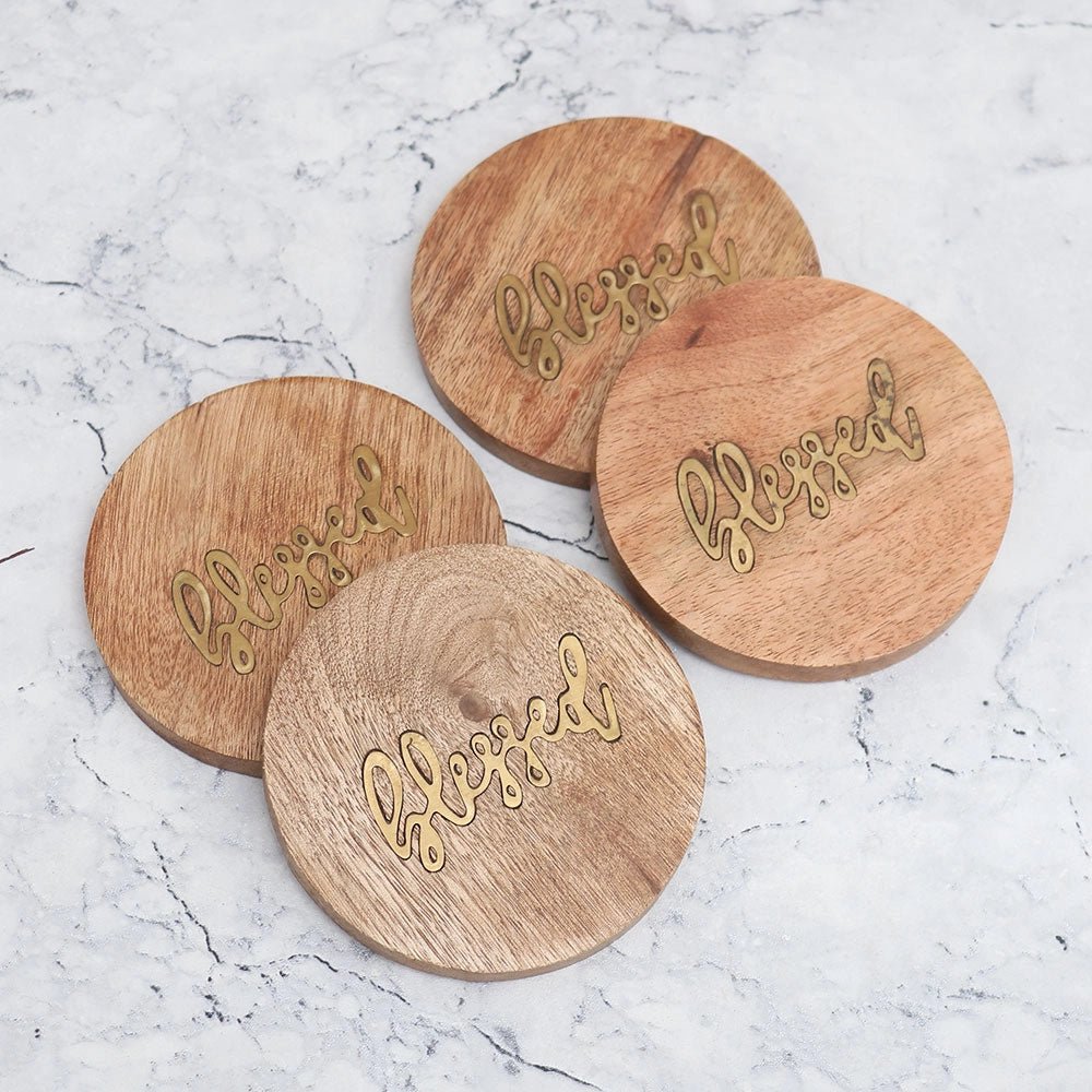 Blessed Embossed Wooden Coaster - ArtyCraftz