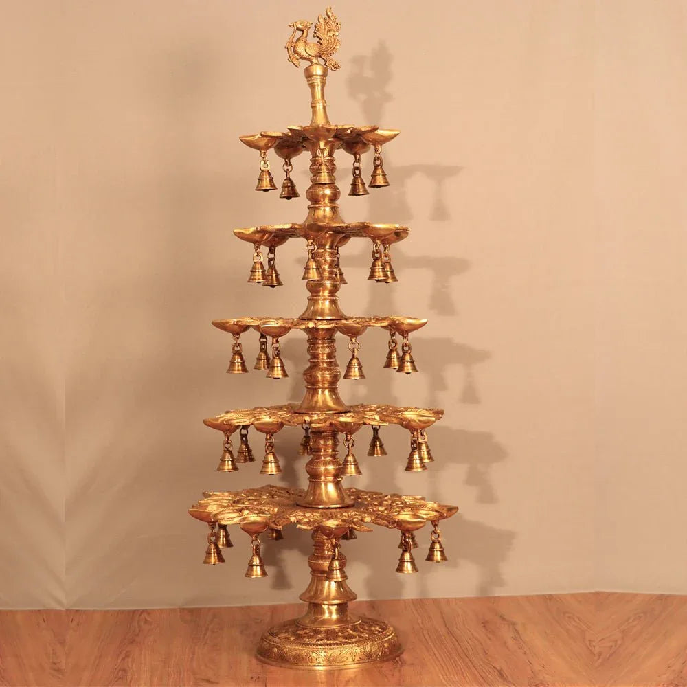 Brass Annanpakshi Vilakku with Multi Layer Bells - ArtyCraftz