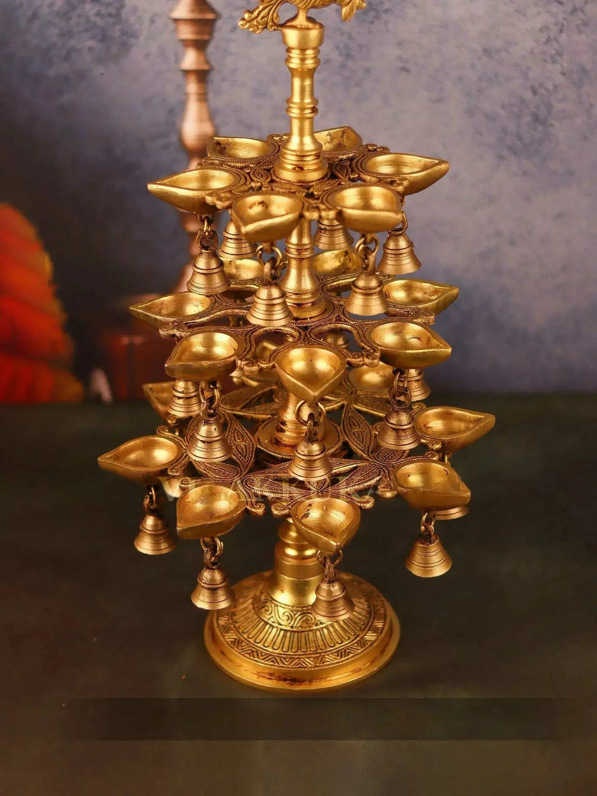 Brass Annanpakshi Vilakku with Multi Layer Bells - ArtyCraftz