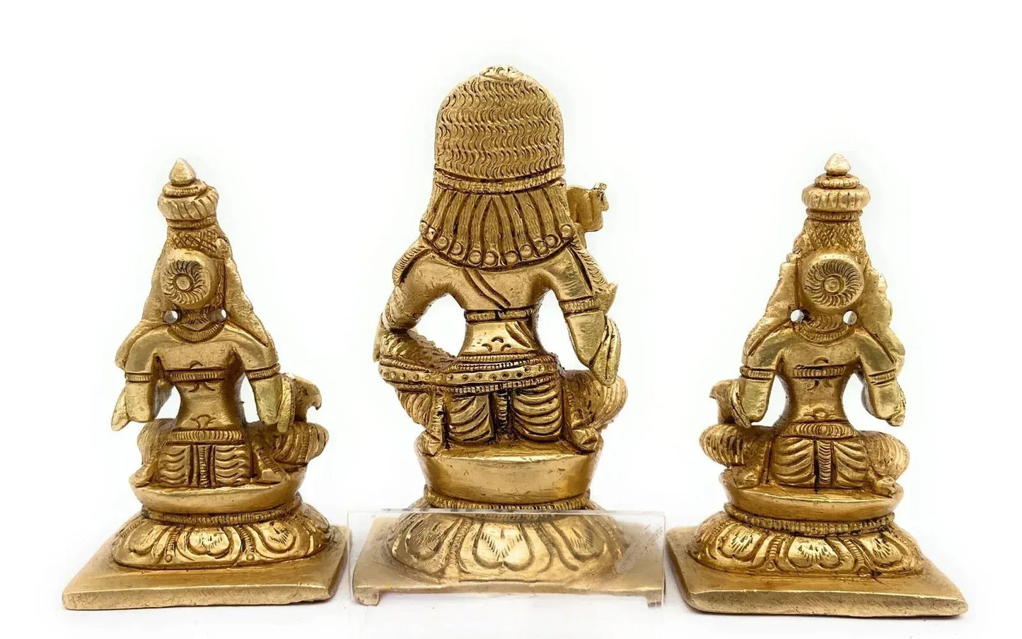 Brass Ayyanar with Poorna and Pushkala Idols - ArtyCraftz