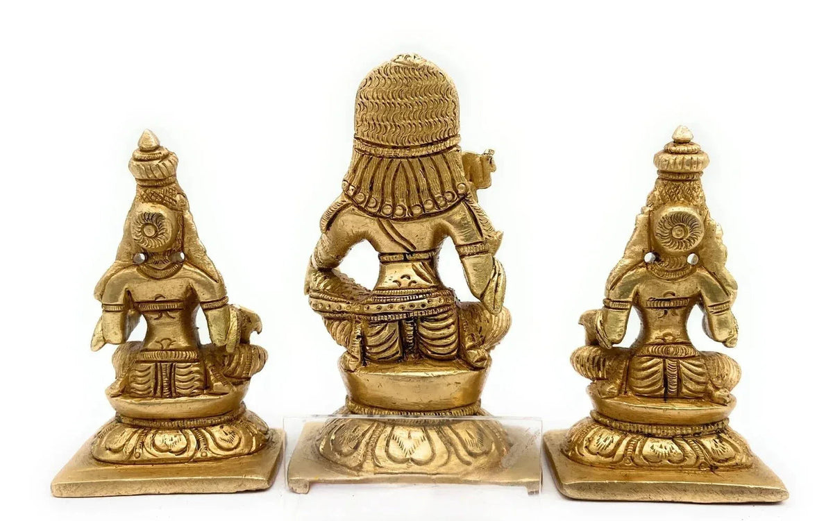 Brass Ayyanar with Poorna and Pushkala Idols - ArtyCraftz