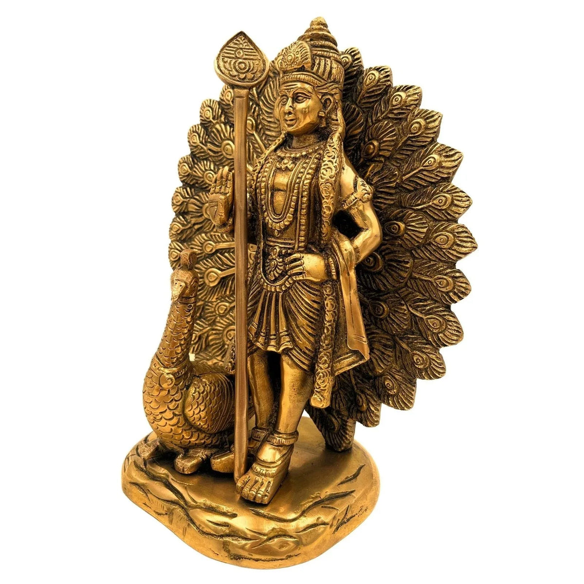 Brass Balamurugan with Peacock Statue - ArtyCraftz