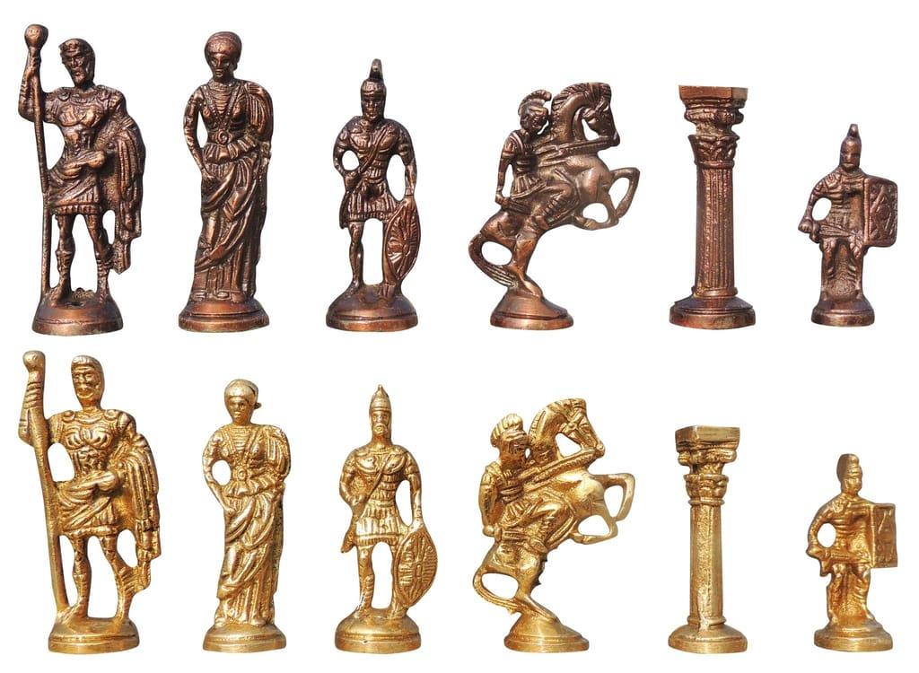 Brass Engraved Chess Board with Roman Chess Pawns - ArtyCraftz