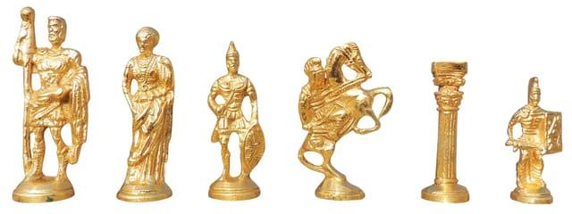 Brass Engraved Chess Board with Roman Gold and Silver Chess Pawns - ArtyCraftz
