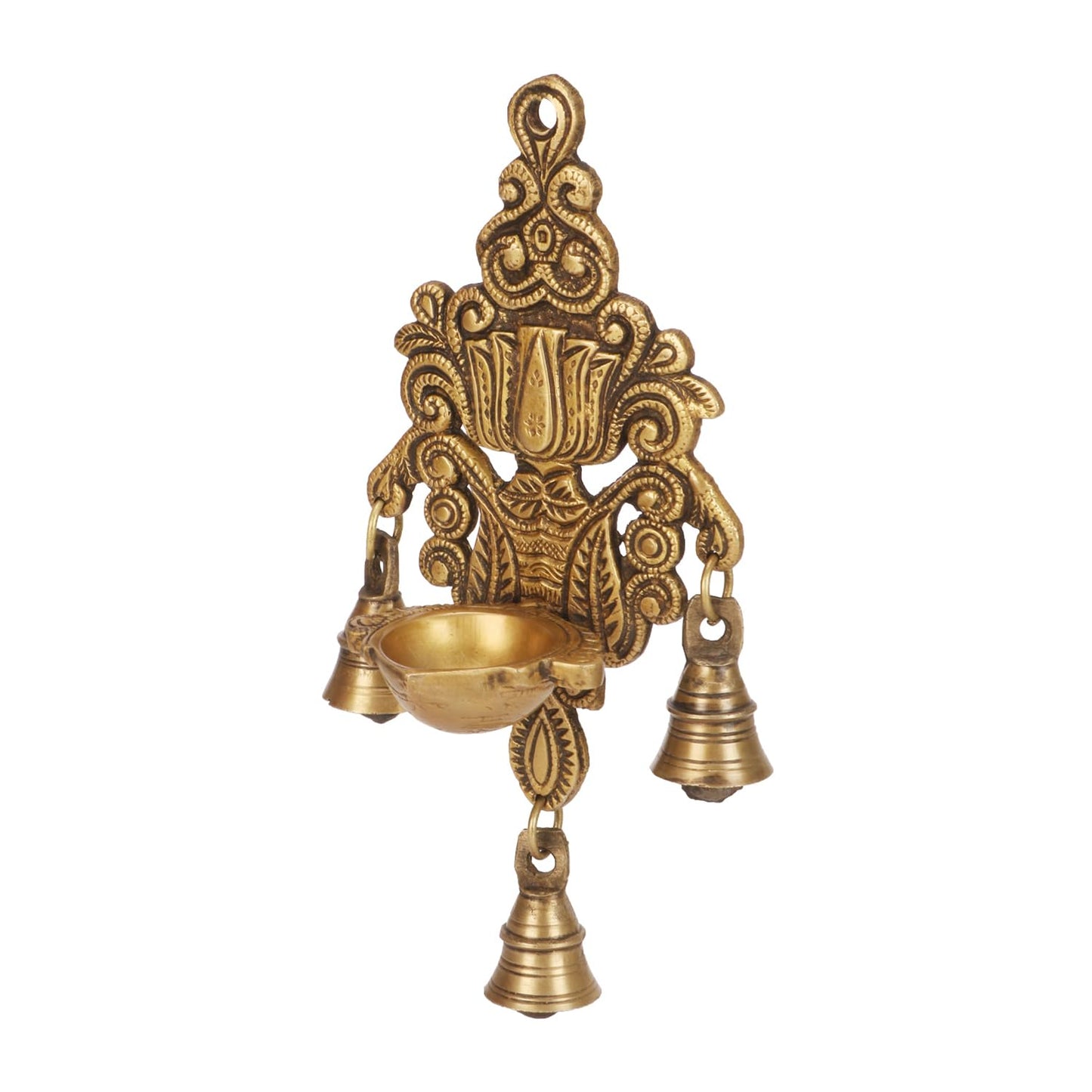 Brass Lotus Single Wick Hanging Lamp - ArtyCraftz