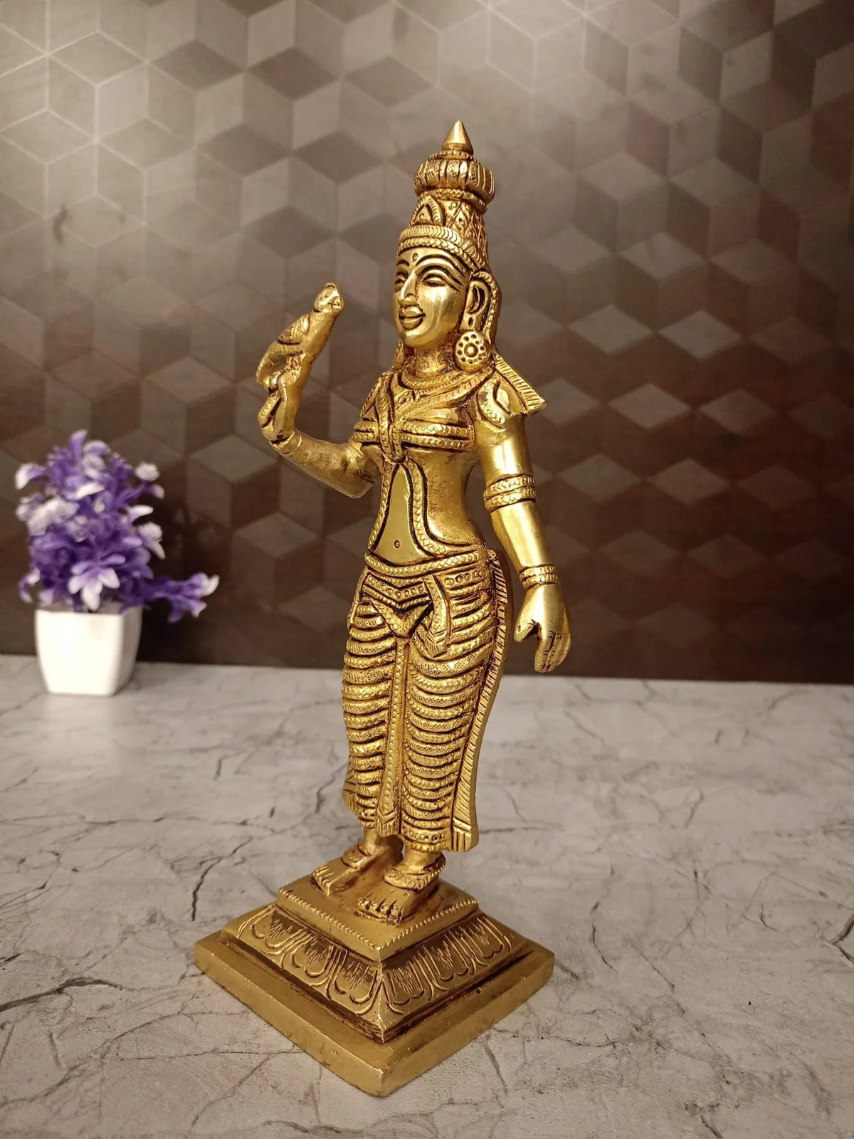 Brass Meenakshi Amman Statue-ArtyCraftz.com