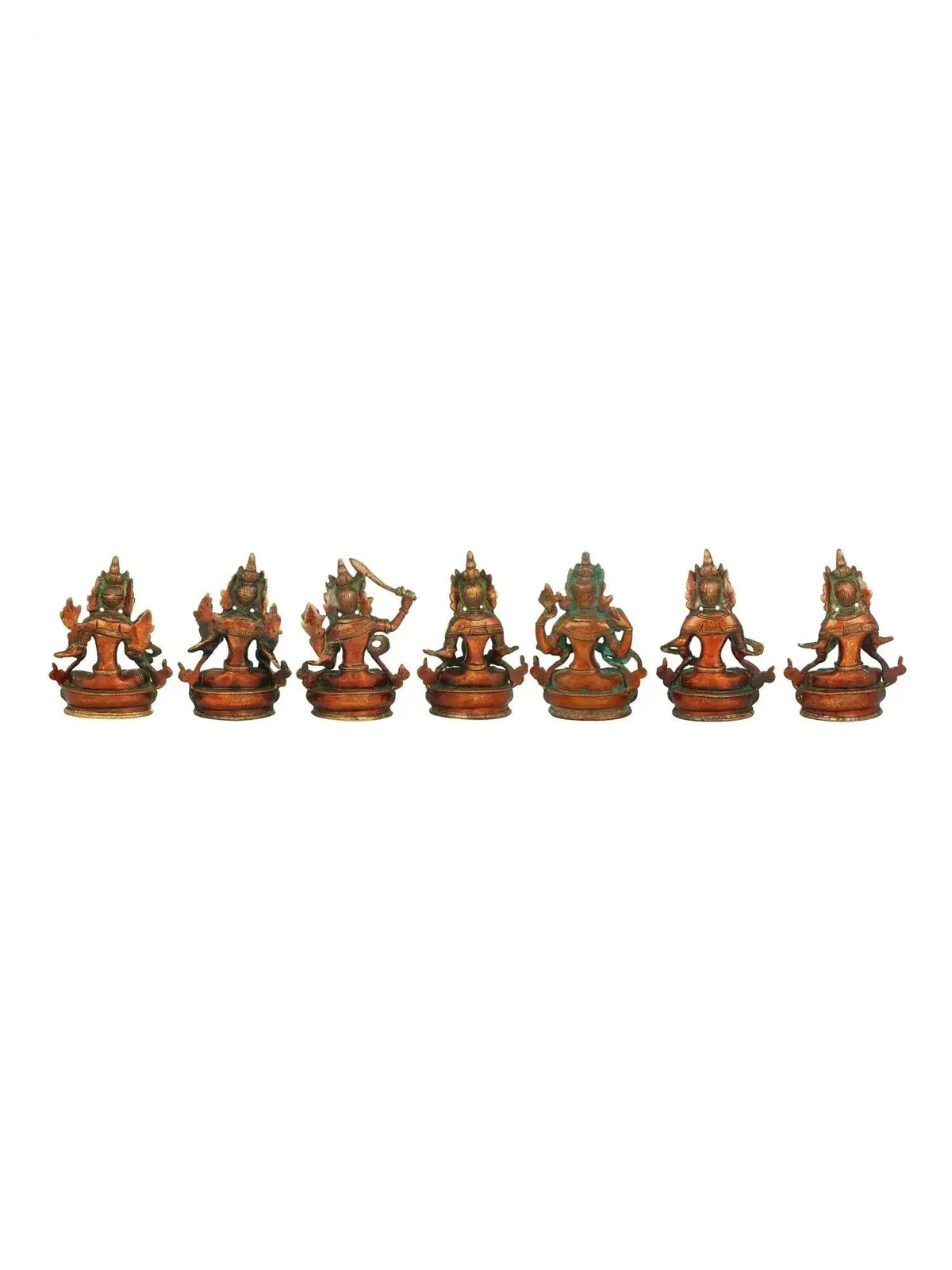 Brass Multicolor Green Tara, Manjushri, Chenrezig, Vajradhara and White Tara Idol - ArtyCraftz
