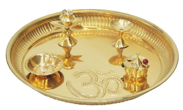 Brass Om Engraved Pooja Thali set - ArtyCraftz