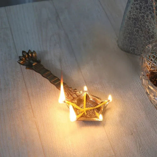 Brass Panchmukhi Nag Head Pooja lamp - ArtyCraftz
