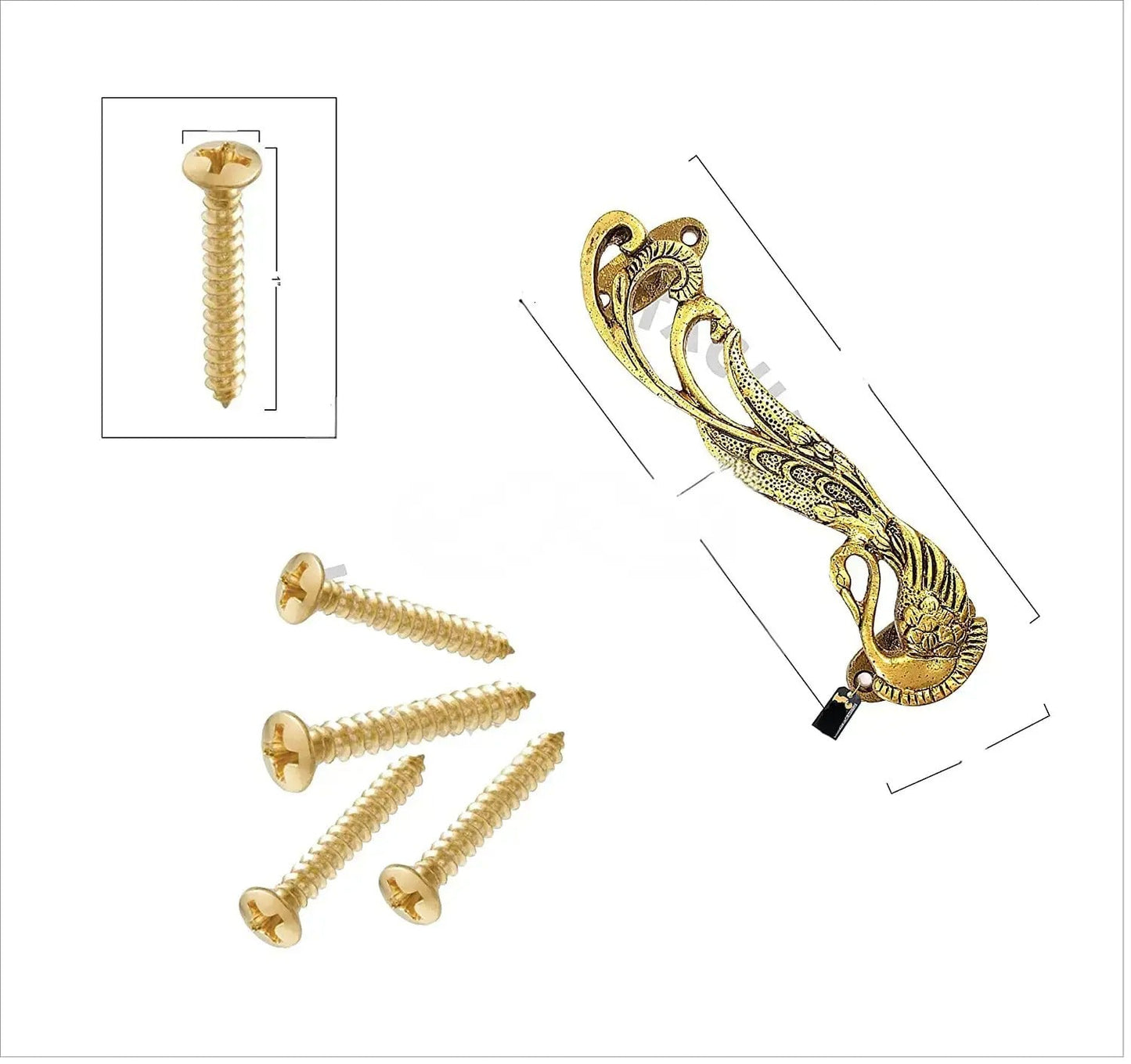 Brass Peacock Door Handle 7 Inches - ArtyCraftz