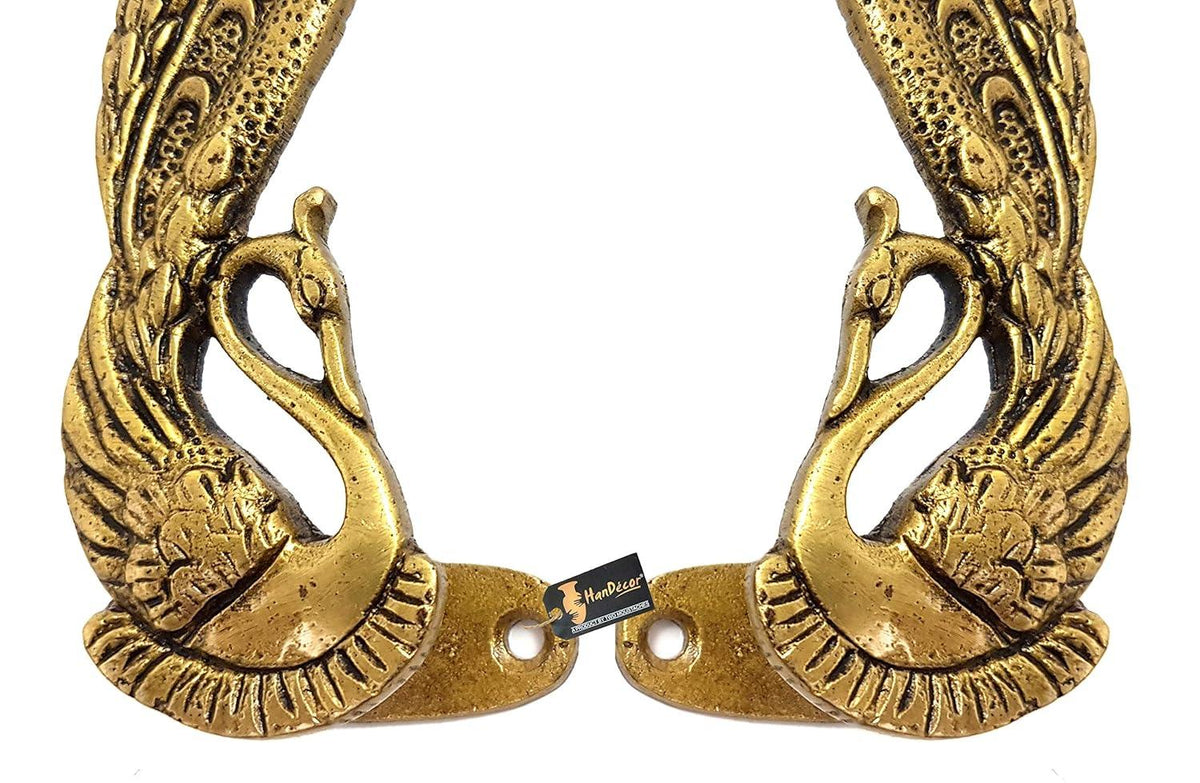Brass Peacock Door Handle 7 Inches - ArtyCraftz