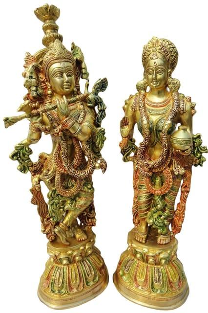 Brass Radha with Pot and Krishna Statue Matt Finish statue - ArtyCraftz