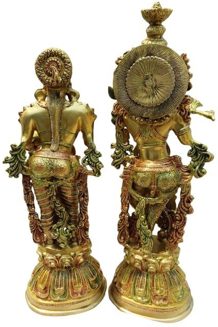 Brass Radha with Pot and Krishna Statue Matt Finish statue - ArtyCraftz