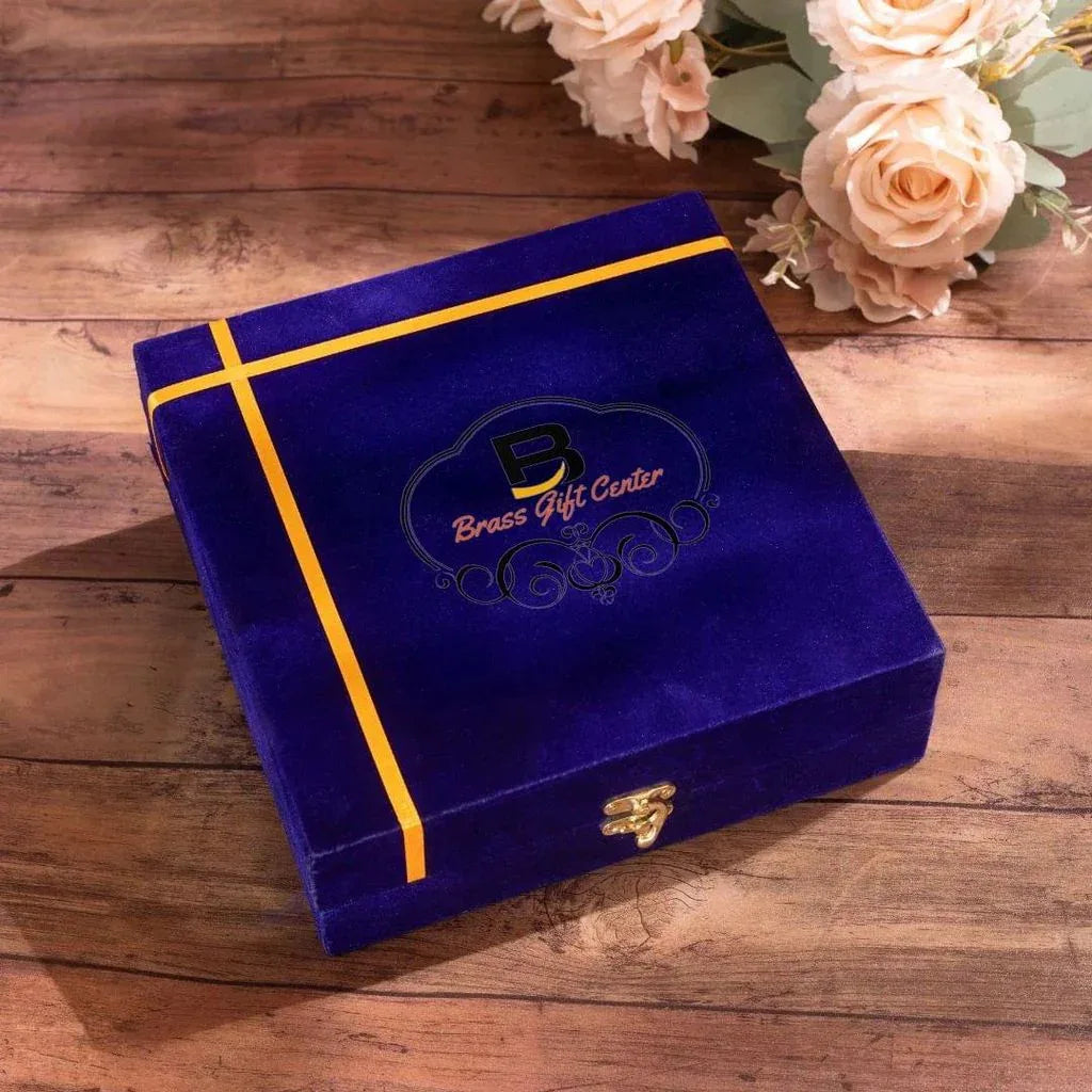 Brass Silver Plated Pooja Thali Set Gift Box - ArtyCraftz