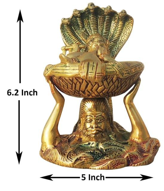 Brass Vasudev Carrying Baby Krishna Statue - ArtyCraftz