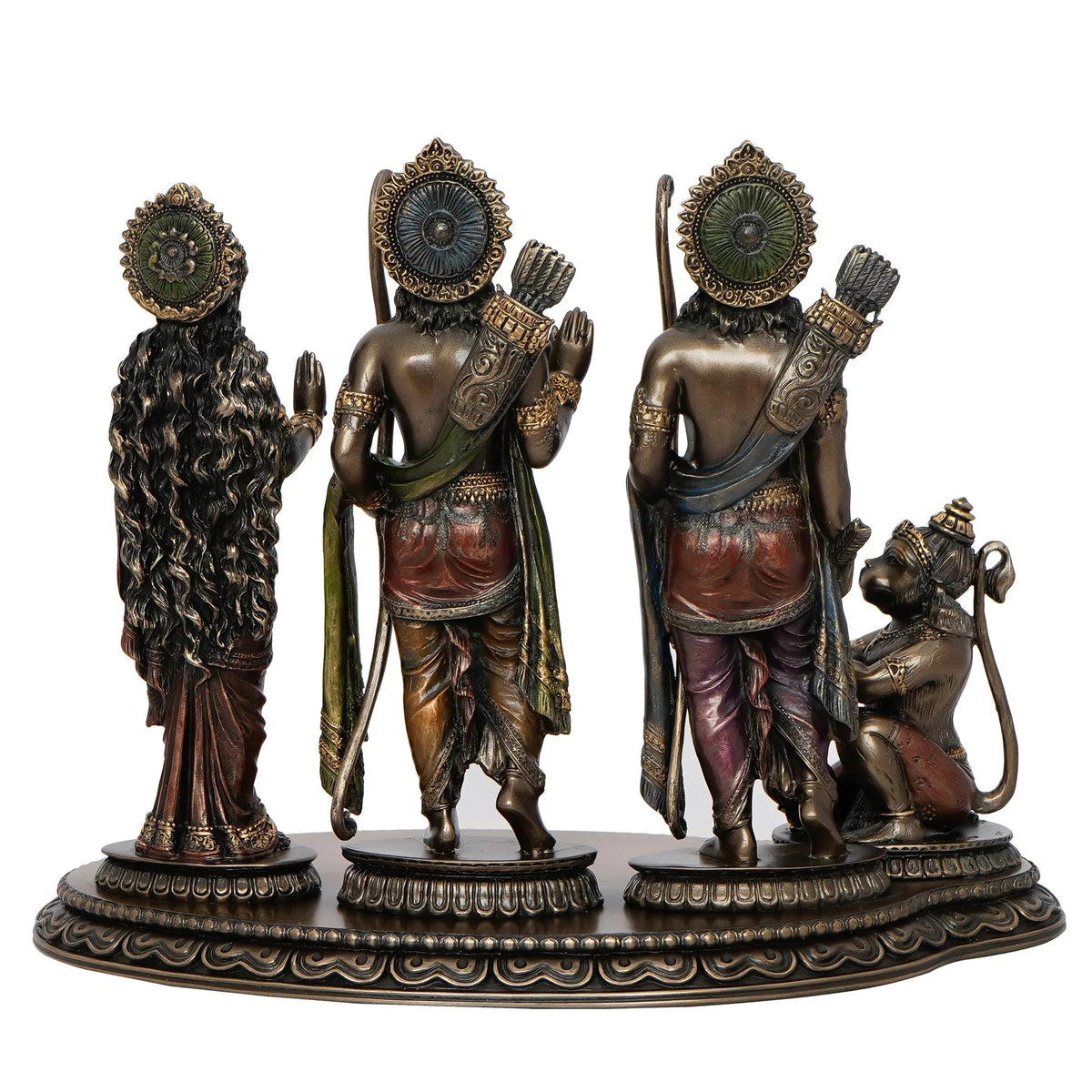 Brown and Copper Cold Cast Bronze Resin Ram Laxman Sita and Hanuman Idol Ram Darbar Statue - ArtyCraftz