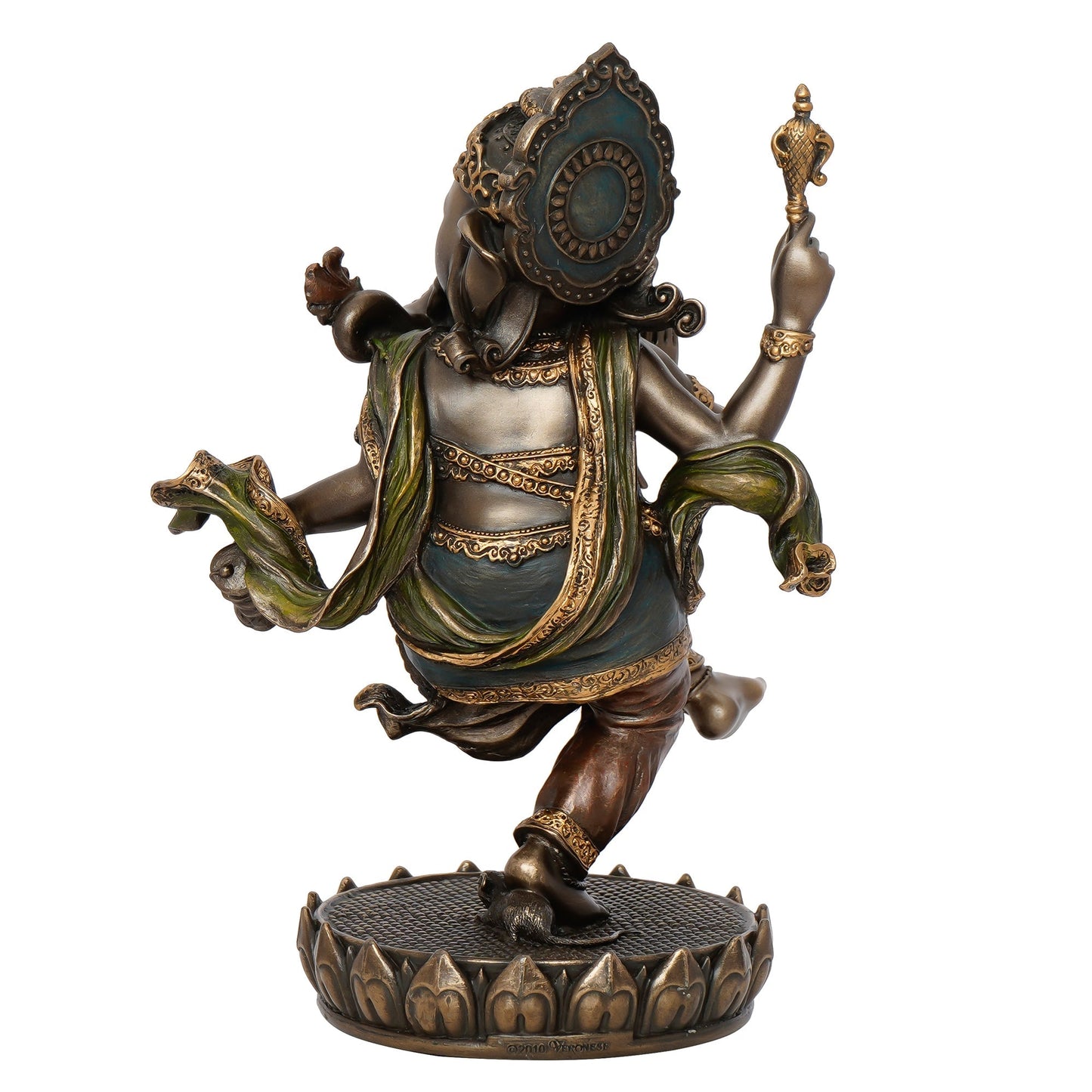 Brown Polyresin and Bronze Dancing Lord Ganesha Idol - ArtyCraftz