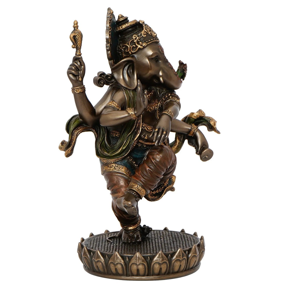 Brown Polyresin and Bronze Dancing Lord Ganesha Idol - ArtyCraftz