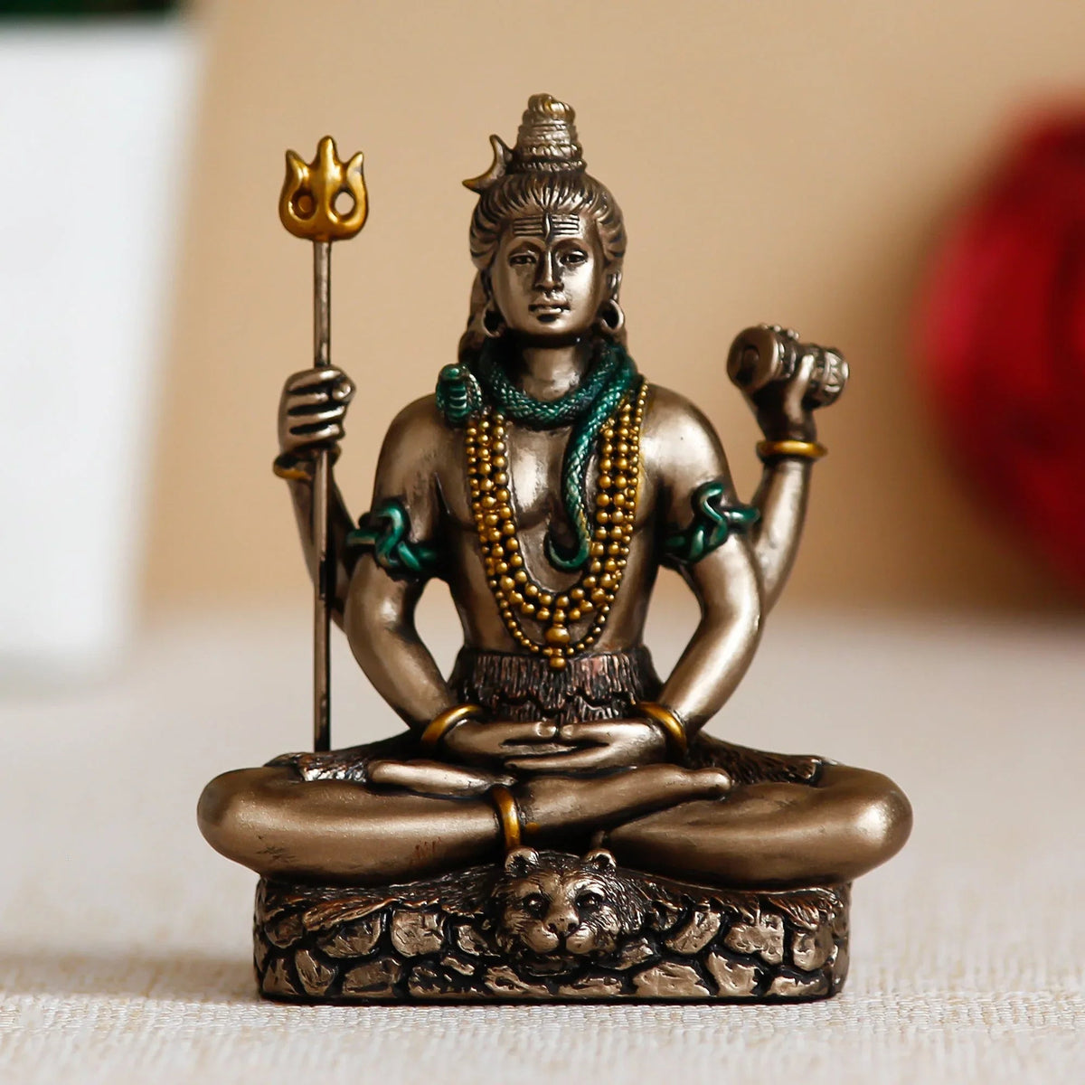 Brown Polyresin and Bronze Meditating Lord Shiva Statue - ArtyCraftz