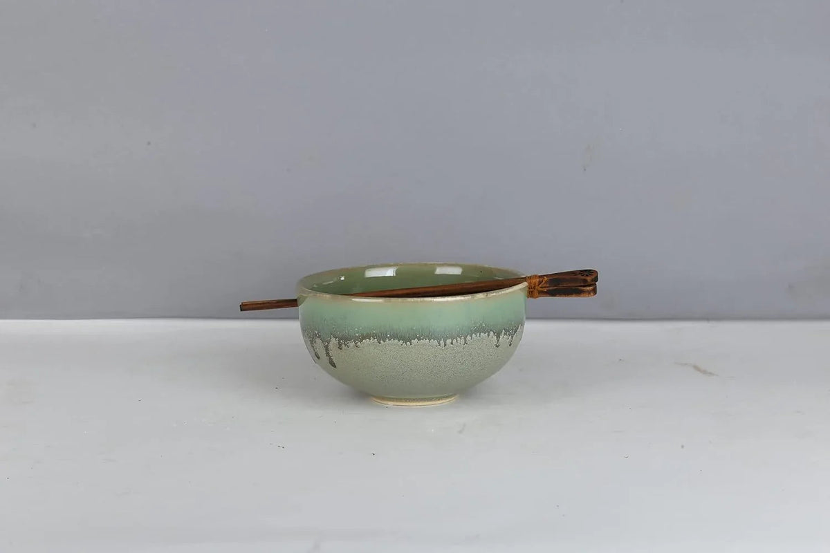 Ceramic Noodle Bowl Green Color - ArtyCraftz