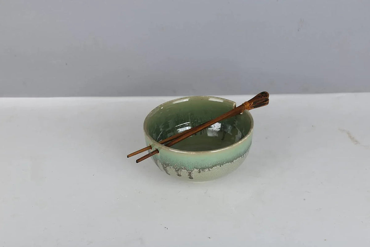 Ceramic Noodle Bowl Green Color - ArtyCraftz