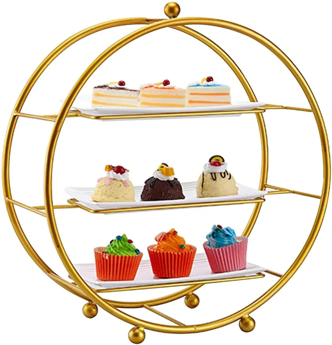 Classic Gold Metal 3 Tiered Cupcake Stand - ArtyCraftz