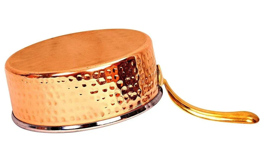 Hammered Copper & Stainless Steel Sauce Pan with Brass Handle