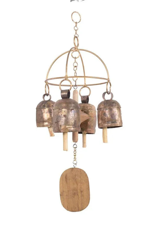 Cow bells Jhumar Copper Finish and Wood Wind Chime - ArtyCraftz