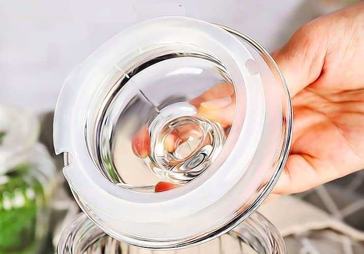 Crystal Clear Glass Jar Container In Catchman Pattern With Airtight Glass Lid - ArtyCraftz