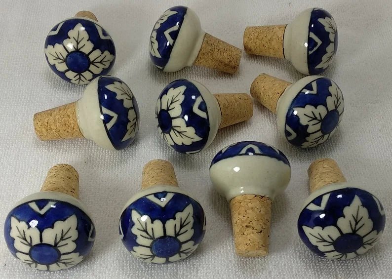 Dark Blue Ceramic Bottle Stopper - ArtyCraftz