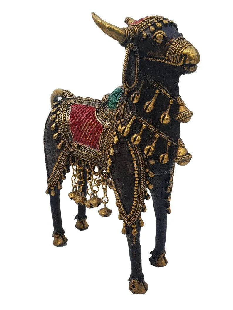 Dhokra Art Five Legged Nandi Statue - ArtyCraftz