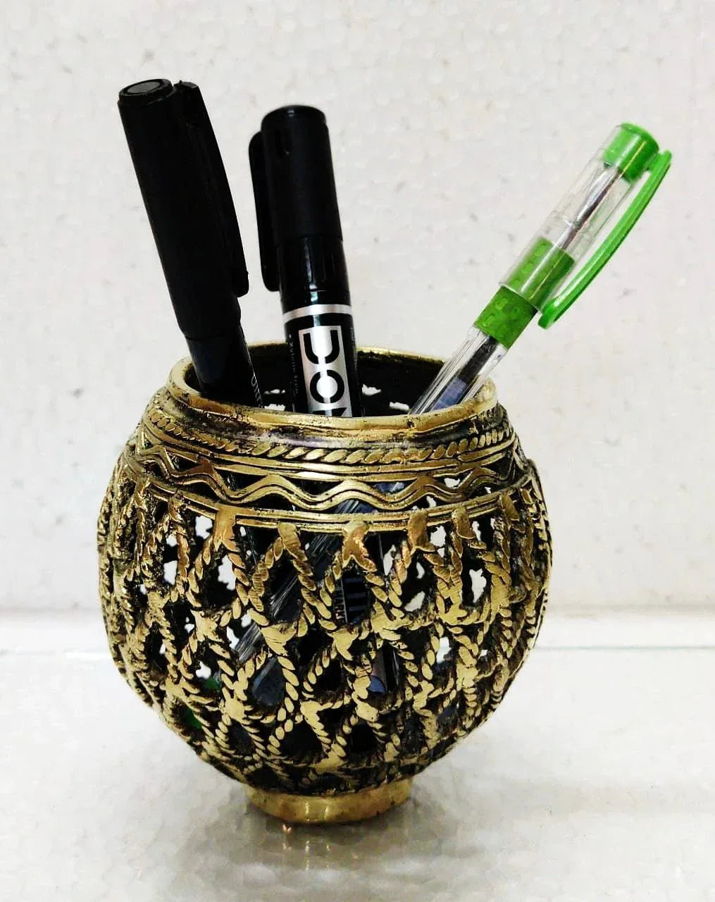 Dhokra Brass Water Droplets Penstand - ArtyCraftz