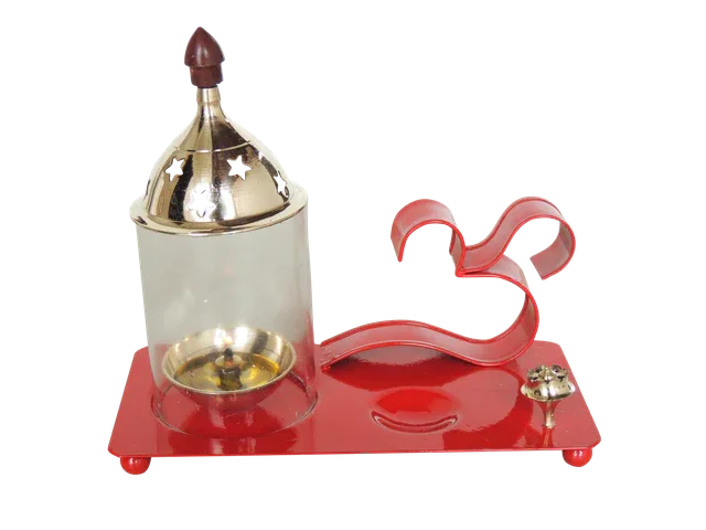 Brass Om Diya With Agarbatti Stand Traditional Indian Puja Accessory