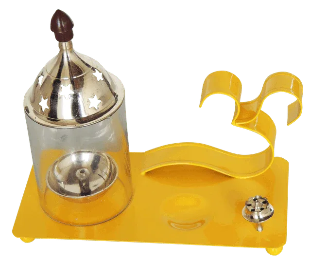 diwali decoration Iron & Brass Om Chimney Deepak yellow - ArtyCraftz.com