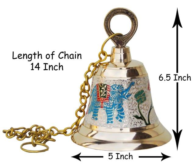 Decorative Brass Hanging Bell with Elephant Motif-ArtyCraftz.com