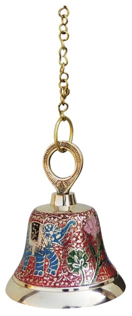 Decorative Brass Hanging Bell with Elephant Motif-ArtyCraftz.com