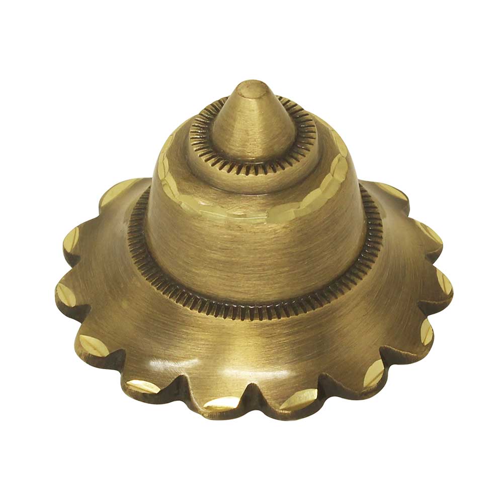 Brass Flower Door Dome with Antique Diamond Cut Finish