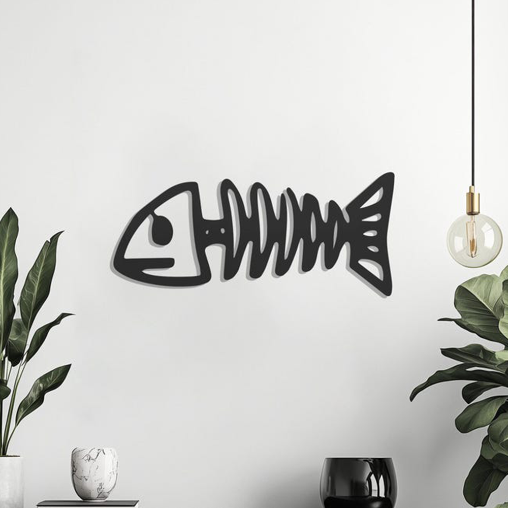 Fish Skeleton Metal Wall Art Modern Decor Artwork