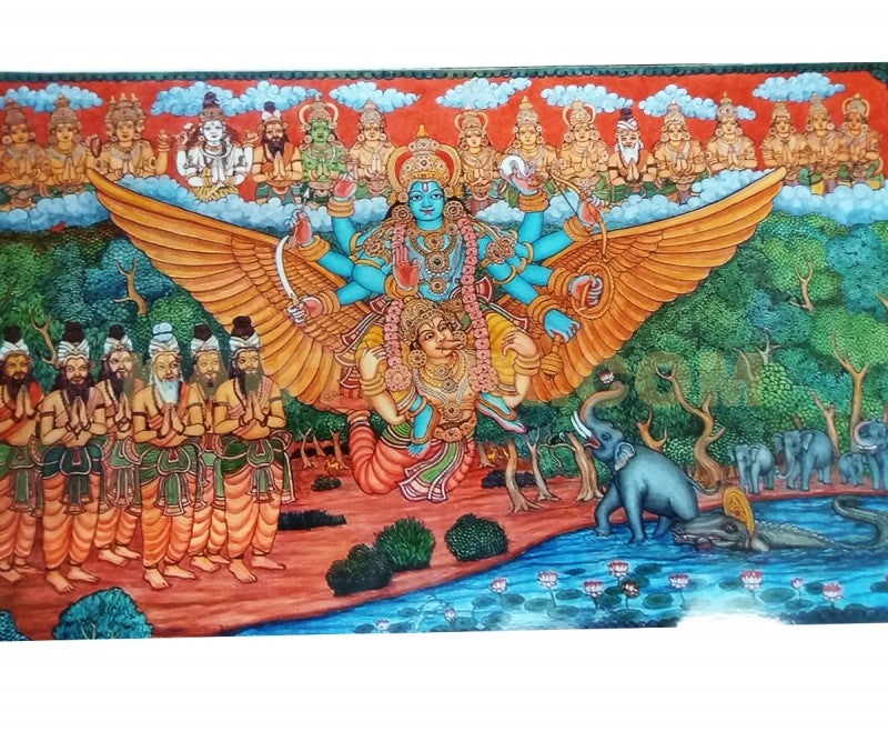 Gajendra Moksham Kerala Wall Mural Painting-ArtyCraftz.com