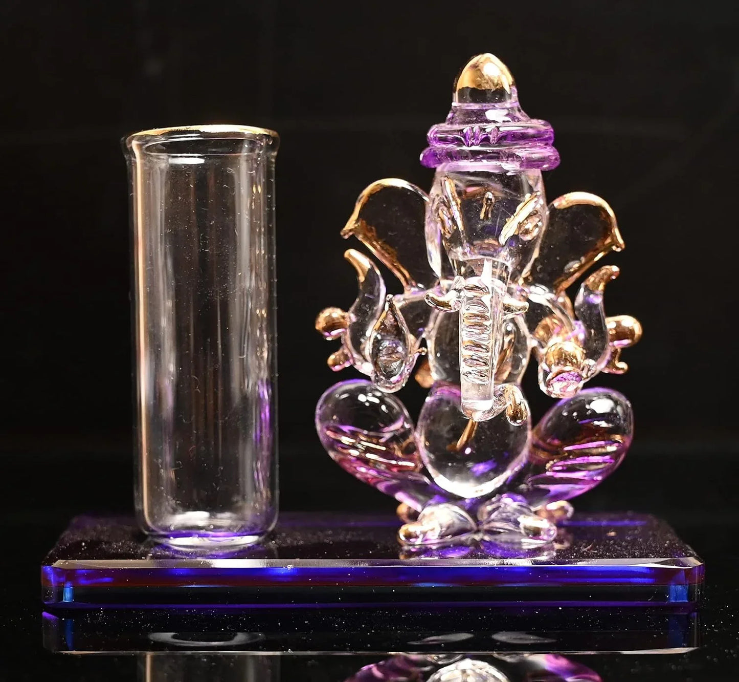 Glass Ganesha with Penstand Idol for Car Dashboard - ArtyCraftz