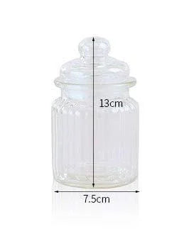 Glass Ribbed Canister with Lid - ArtyCraftz