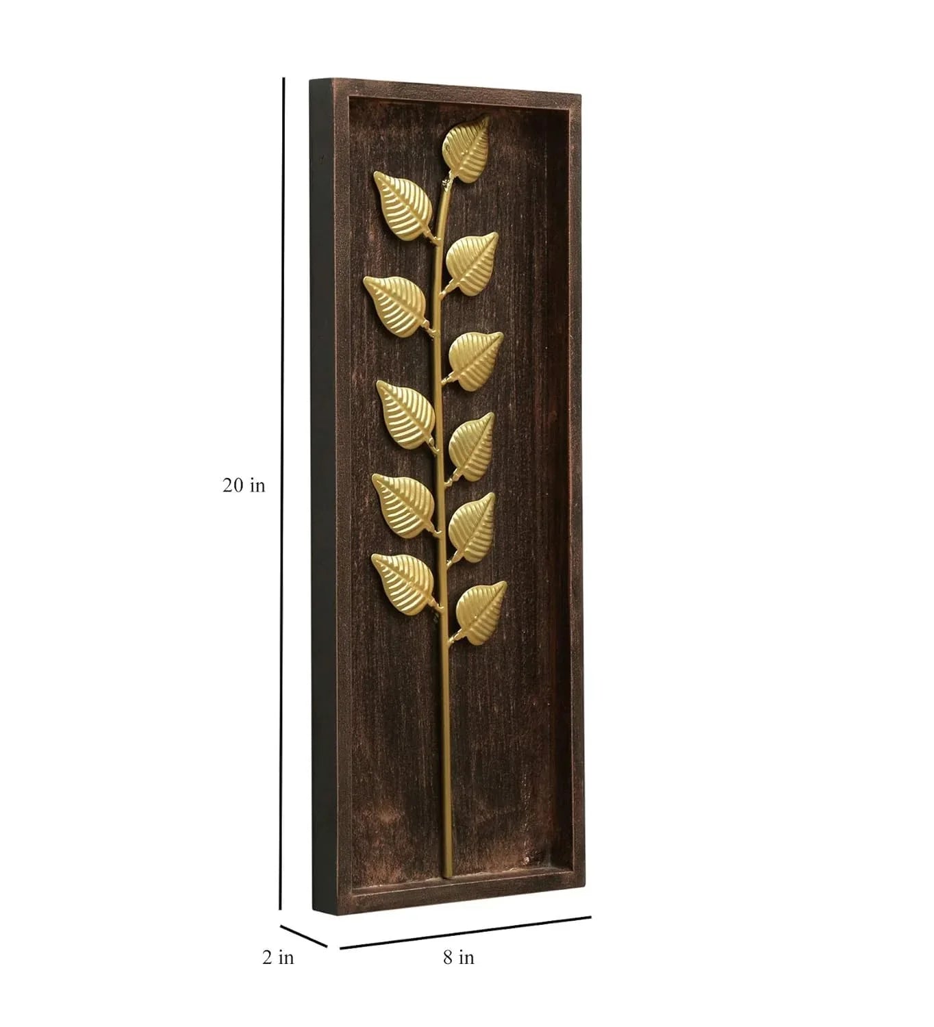 Gold Iron Titan Leaf Wall Decor Native Hanging & Mounted Art Sculpture (Size 8 x 20 inches) - ArtyCraftz