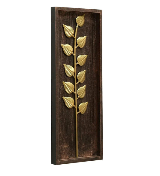 Gold Iron Titan Leaf Wall Decor Native Hanging & Mounted Art Sculpture (Size 8 x 20 inches) - ArtyCraftz