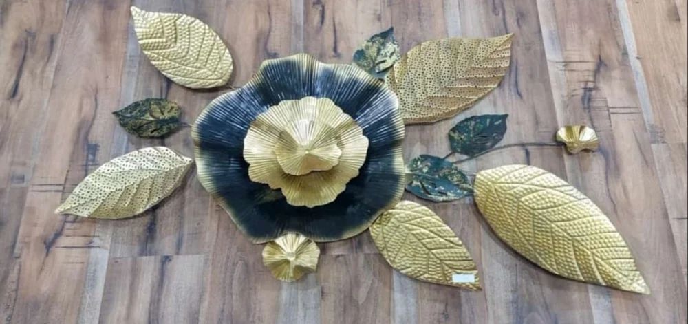 Golden Floral Metal Wall Art-ArtyCraftz.com