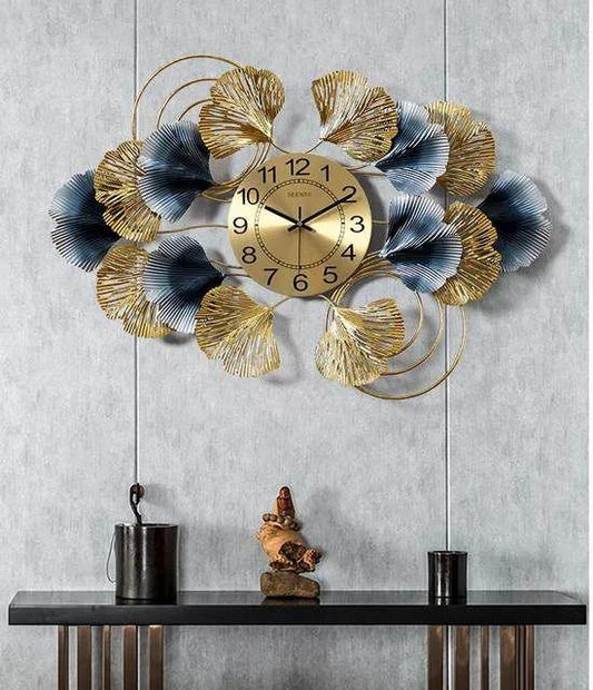Golden Color Large Flower Metal Wall Clock - ArtyCraftz